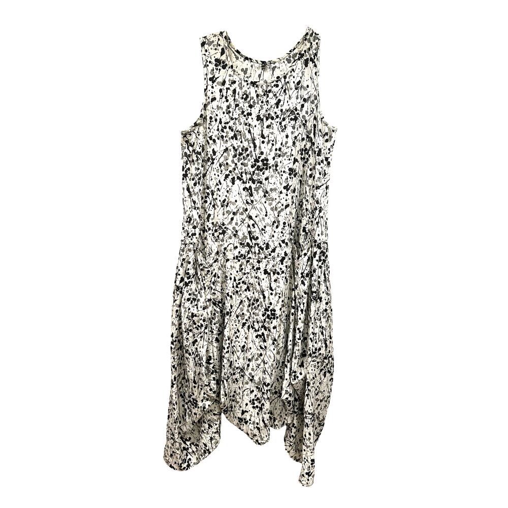 Dress To Kill Jane Mohr Tank Dress OS White Splatter Paint Sleeveless Lagenlook